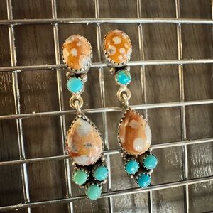 Sterling Silver Turquoise and White Buffalo Earrings